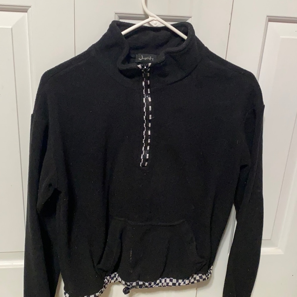 JUSTIFY brand black checkered sweater